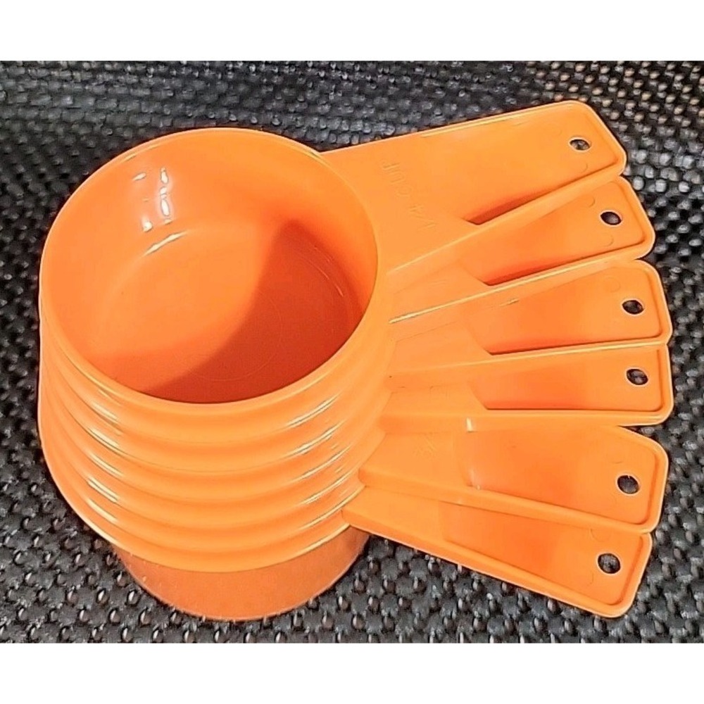 Vintage Tupperware Measuring Cups Harvest Orange Nesting Set Of 6